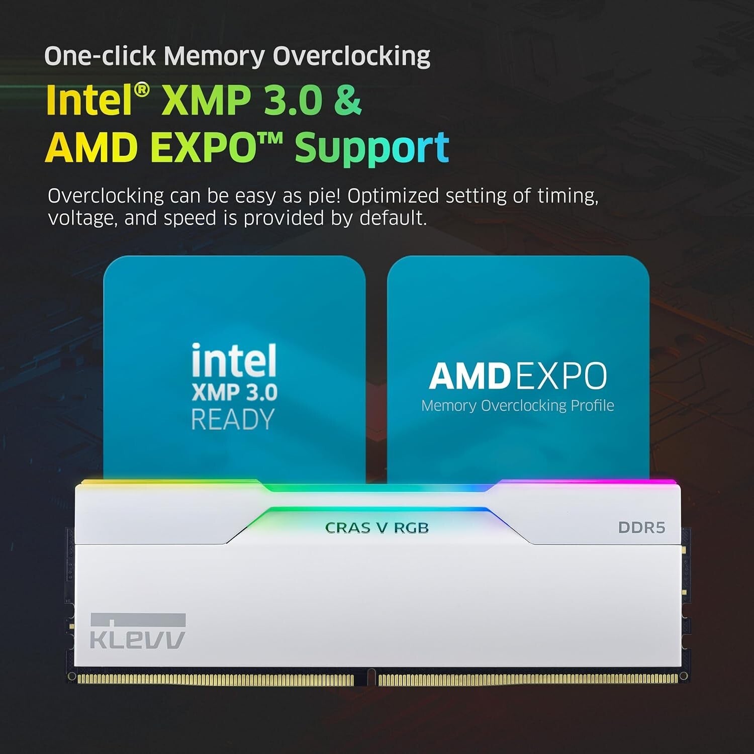 Effective Cooling & Style: 32GB CRAS V RGB 6000MHz Gaming RAM - White Edition