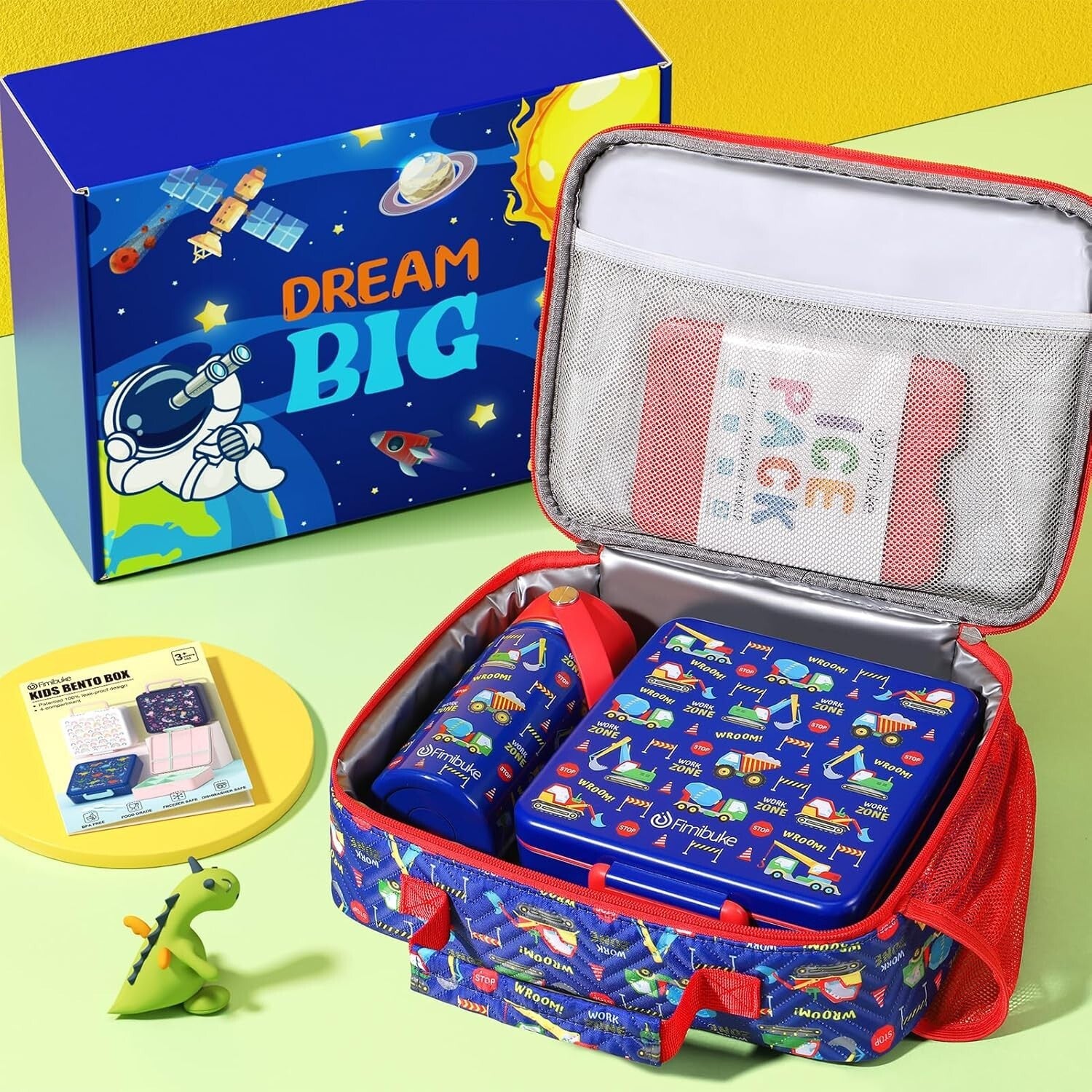 Leak-Proof 4-Compartment Kids Bento Box & Insulated Water Bottle for School Fun