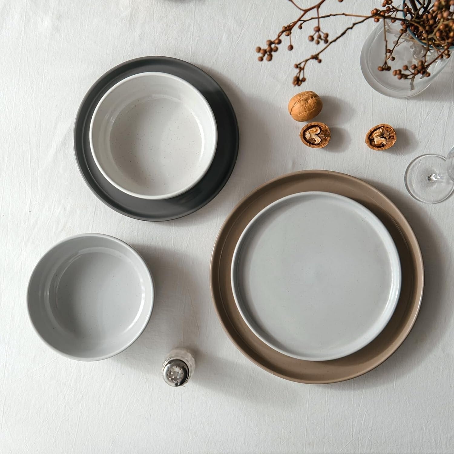 Stackable 24-Piece Dinnerware Set - Stylish Stoneware for Modern Homes