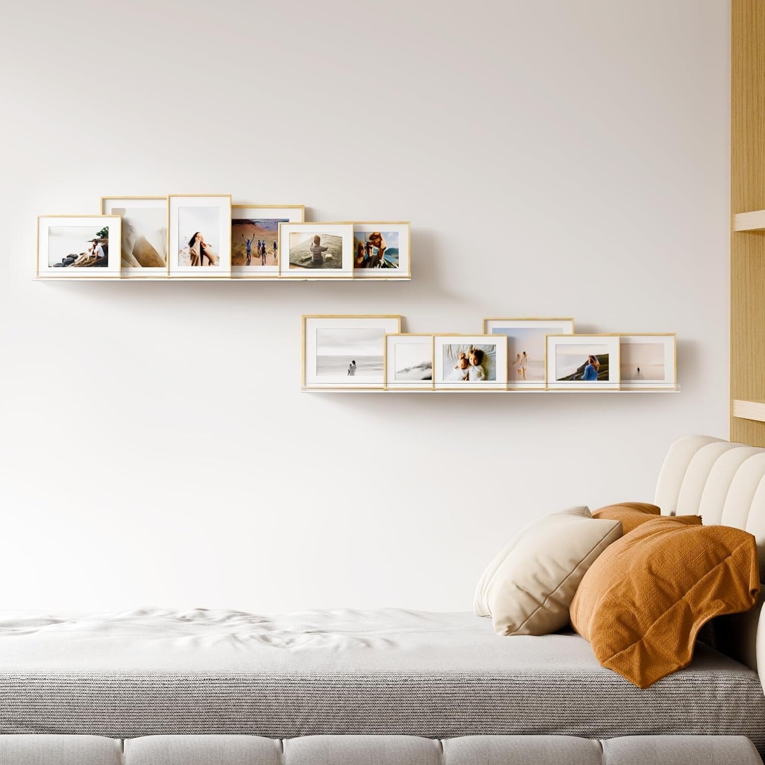 Set of 2 Floating Acrylic Shelves 35.5x5.5 - Modern Wall Storage Solution