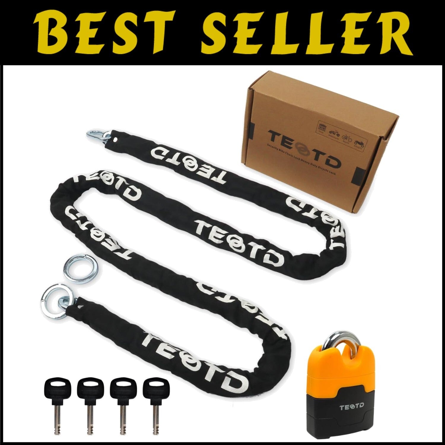 Anti-Theft U-Lock with 8.2ft Chain - Durable Security for Motorcycles & Trailers