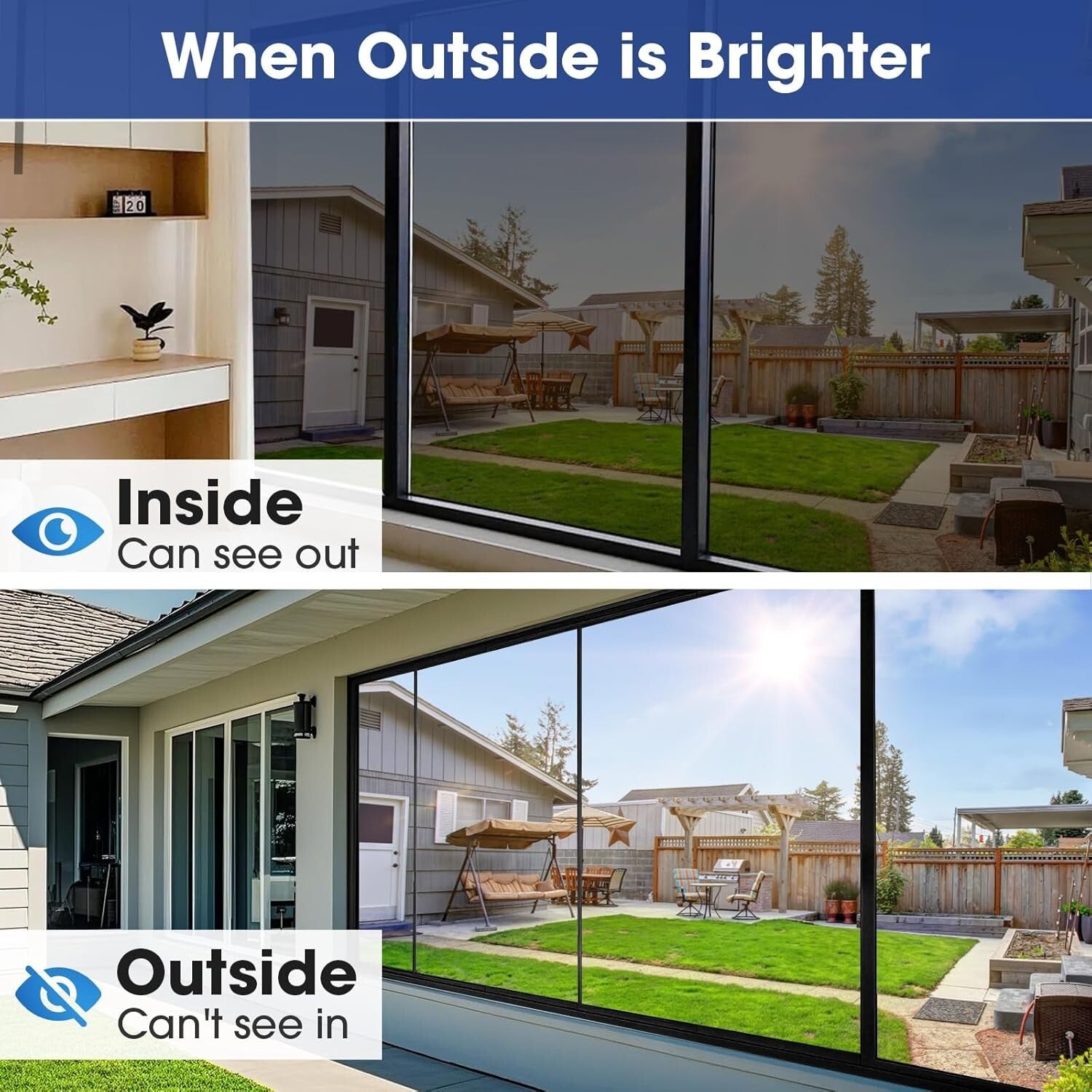 Static Cling Window Film - Privacy Control & Heat Reduction 35.4x78.7 inches