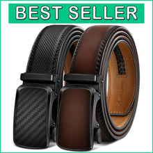 Load image into Gallery viewer, Men's Leather Ratchet Belts 2 Pack - Stylish and Adjustable Fit for Any Occasion
