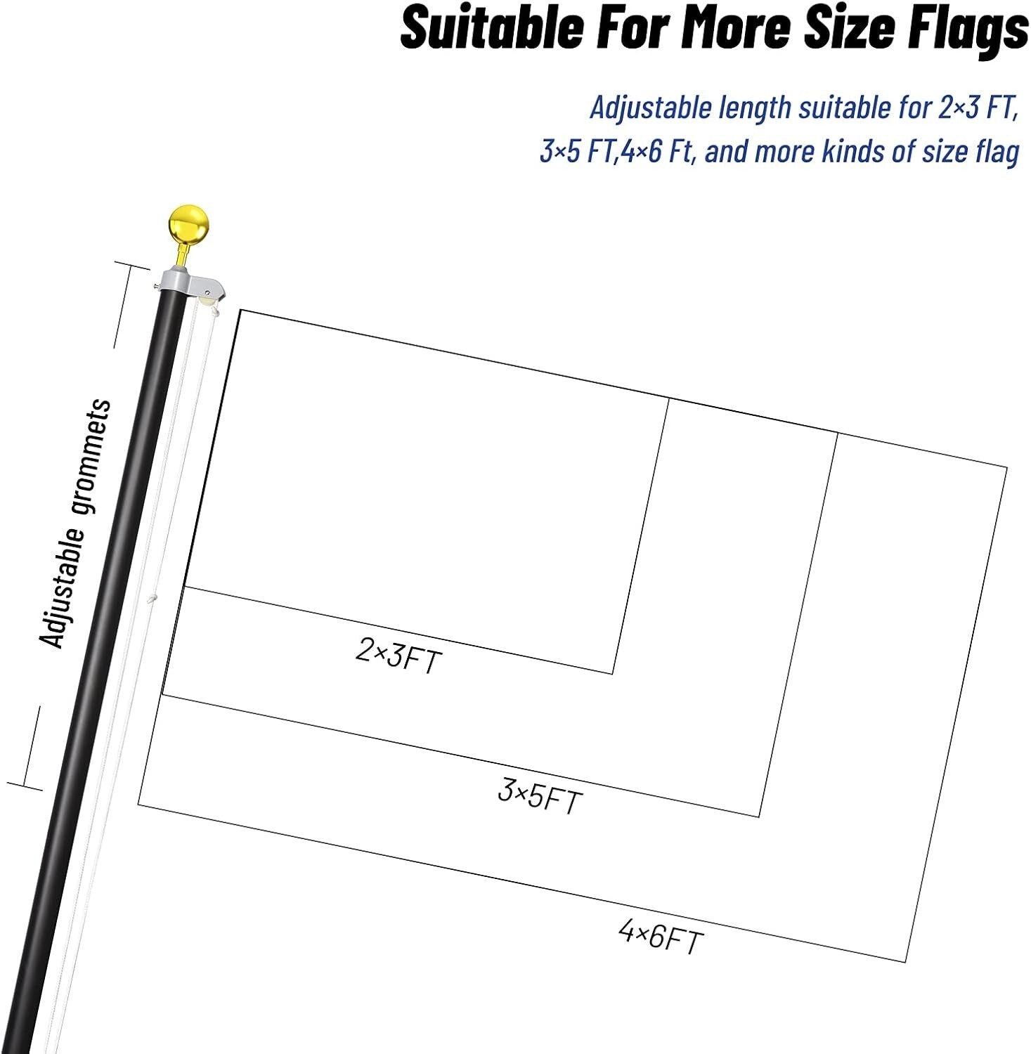 Extra-Thick 25 FT Sectional Flagpole with Free American Flag - Rust-Resistant