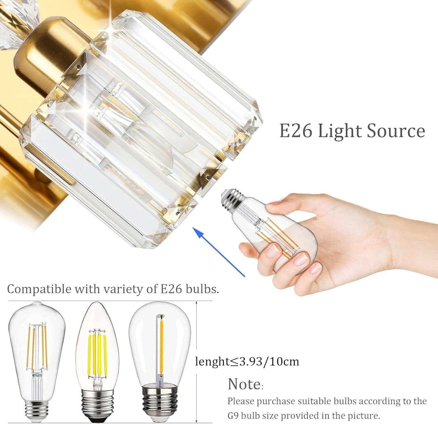 Elegantly Crafted 5-Light Brass Gold Vanity Wall Lighting with Crystal Shades