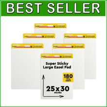 Load image into Gallery viewer, Ink Bleed-Through Resistant Super Sticky Flip Chart Paper - 6 Pads Included
