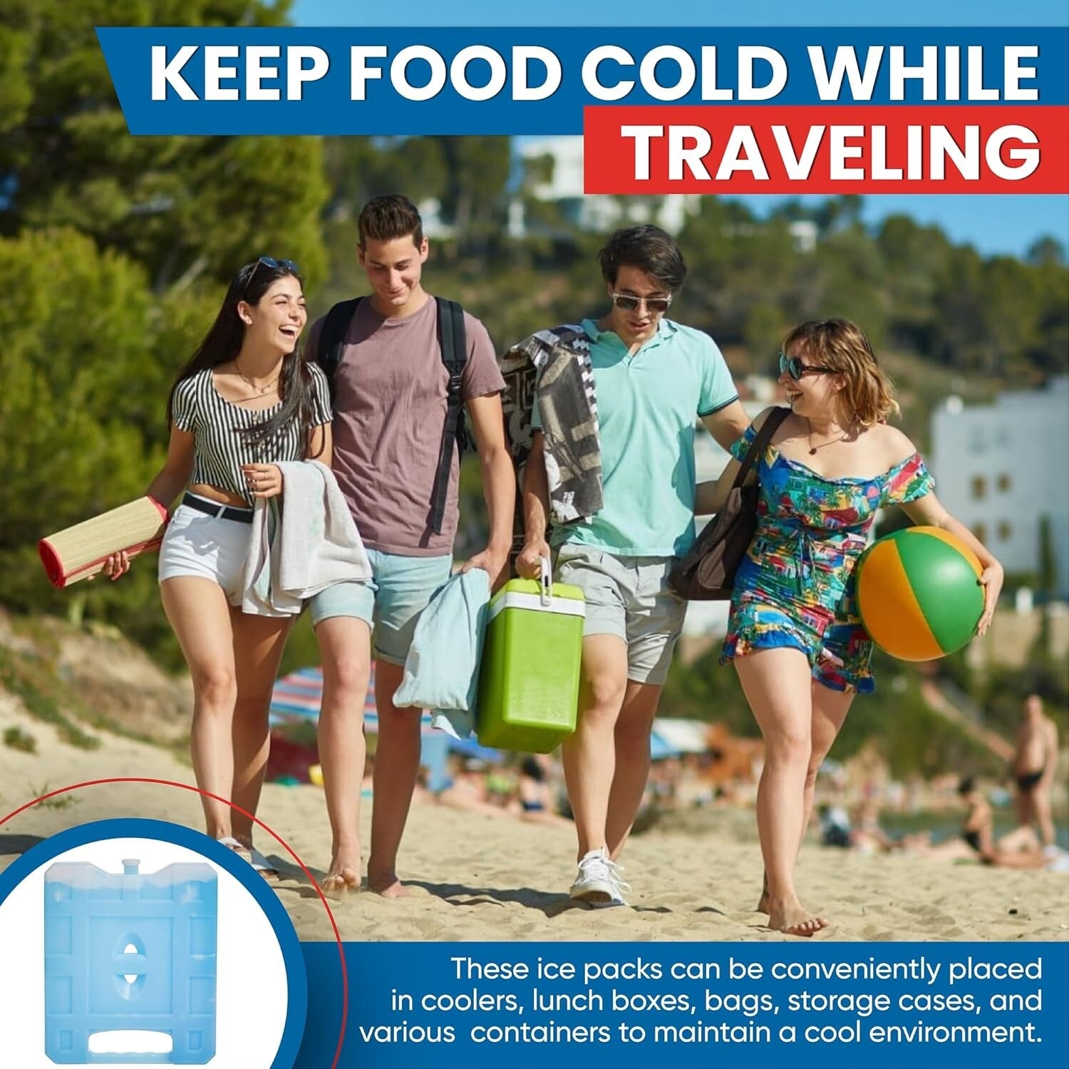 Durable Jumbo Ice Packs - 8 Pack for Coolers, Camping & Outdoor Adventures