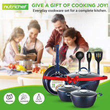 Load image into Gallery viewer, Durable 11-Piece Nonstick Cookware Set with Tempered Glass Lids and Utensils