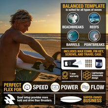 Load image into Gallery viewer, Quad 4 Surfboard Fins - Lightweight Honeycomb Design with Fin Kit &amp; Travel Bag