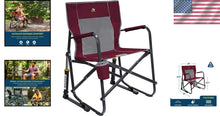 Load image into Gallery viewer, Durable Cinnamon Portable Rocking Chair with Smooth Action for Camping &amp; Patio