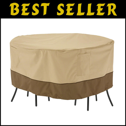 Elegant Gardelle Fabric 52" Patio Table & Chairs Cover - Weatherproof Design