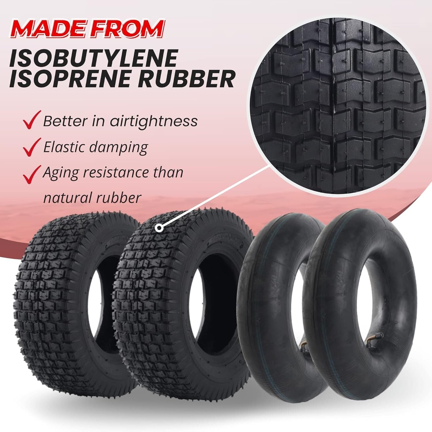 Robust 6-Inch Tire and Inner Tube Pair - Ideal for Dirt Quads & Wheelbarrows