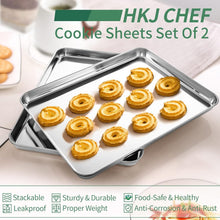 Load image into Gallery viewer, Versatile Baking Sheet Set - 2 Pack Stainless Steel Cookie Pans 20L x 14W