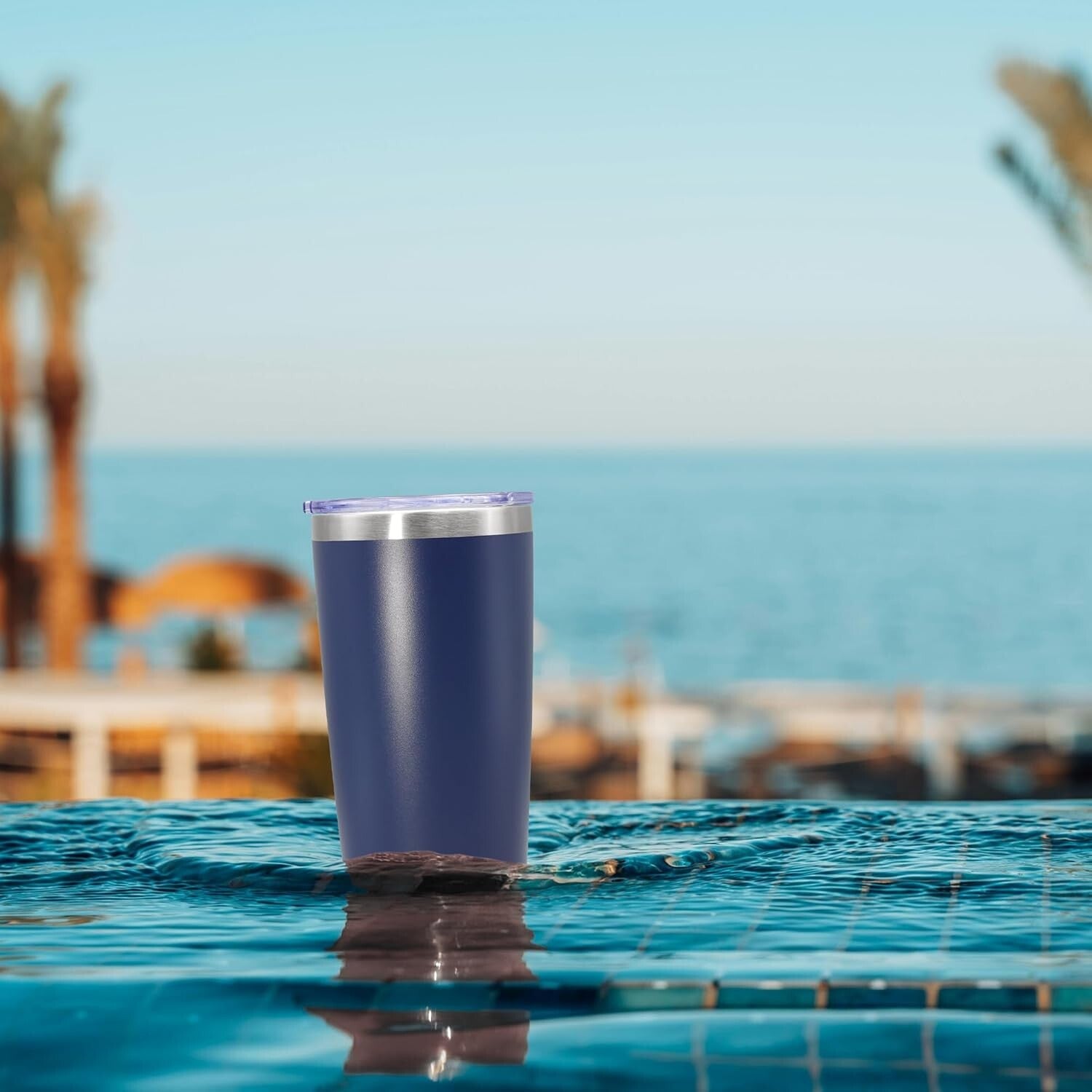 Insulated 20 oz Coffee Travel Mugs - Navy Powder Coated 8-Pack for All Occasions