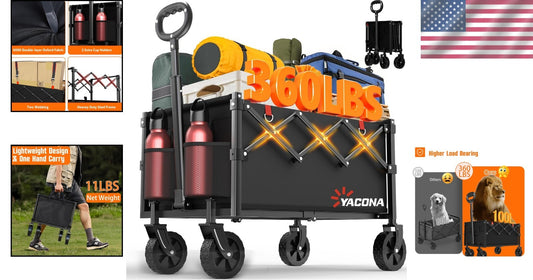 Lightweight Portable Utility Shopping Cart with Anti-Slip Wheels for Outdoors