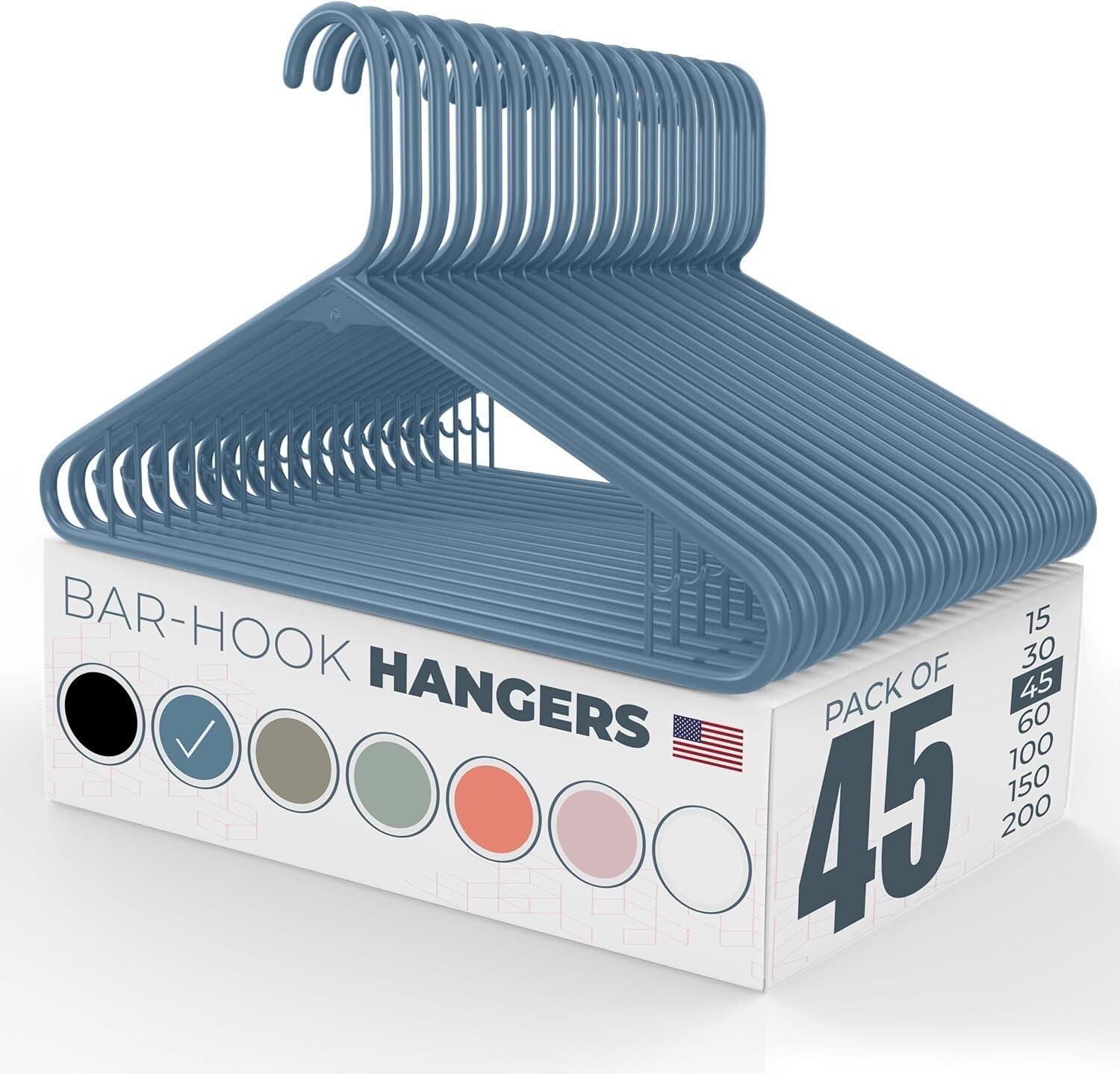 Durable 45-Pack Blue Clothes Hangers - Perfect for Heavy Garments and More