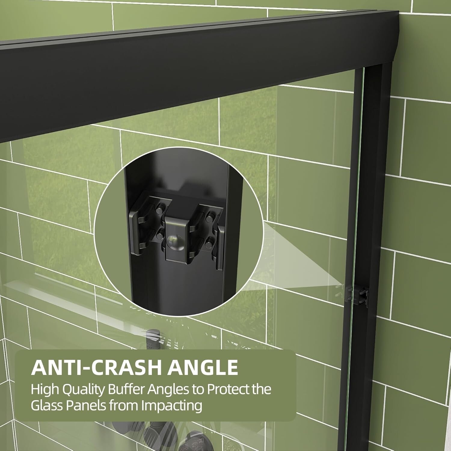 Versatile Reversible 60 in. Tub Shower Door - Anti-Crash Design in Matte Black