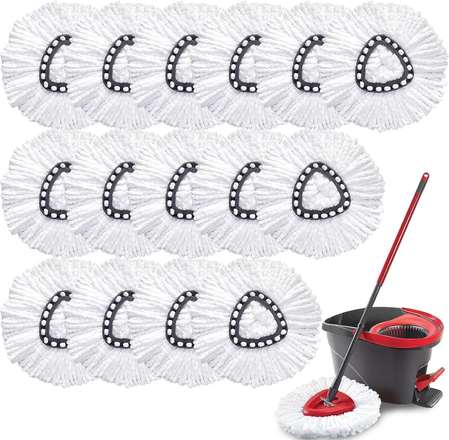 Efficient Cleaning with 15-Pack O Cedar Mop Heads - Easily Machine Washable