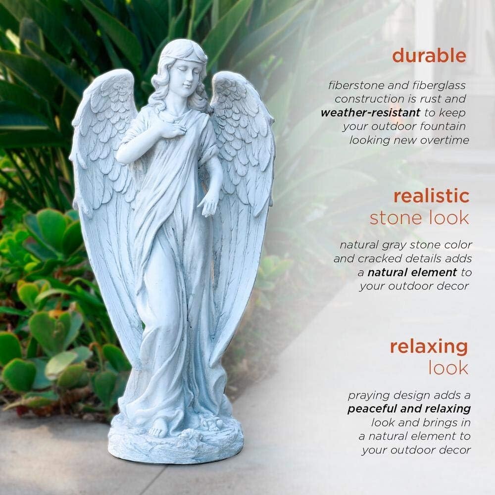 Durable 31" Angel Statue - Stunning Yard Decoration with Realistic Stone Finish