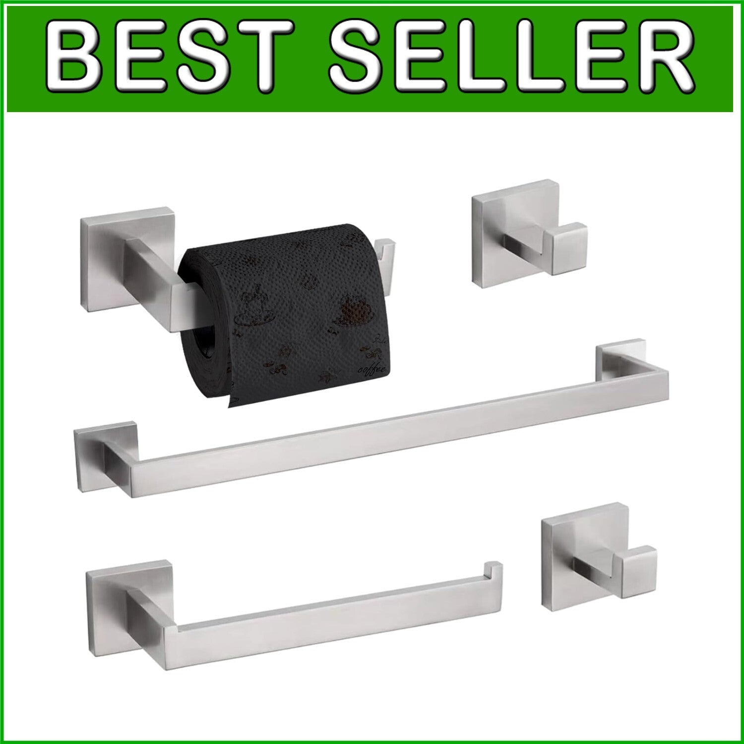 All-in-One Brushed Nickel Bathroom Accessories - 5-Piece Set for Stylish Spaces