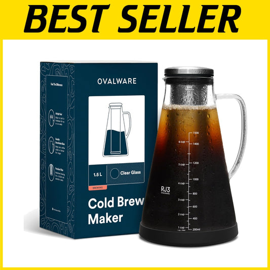 Elegant 1.5L Borosilicate Cold Brew Coffee & Tea Maker - Airtight with Filter