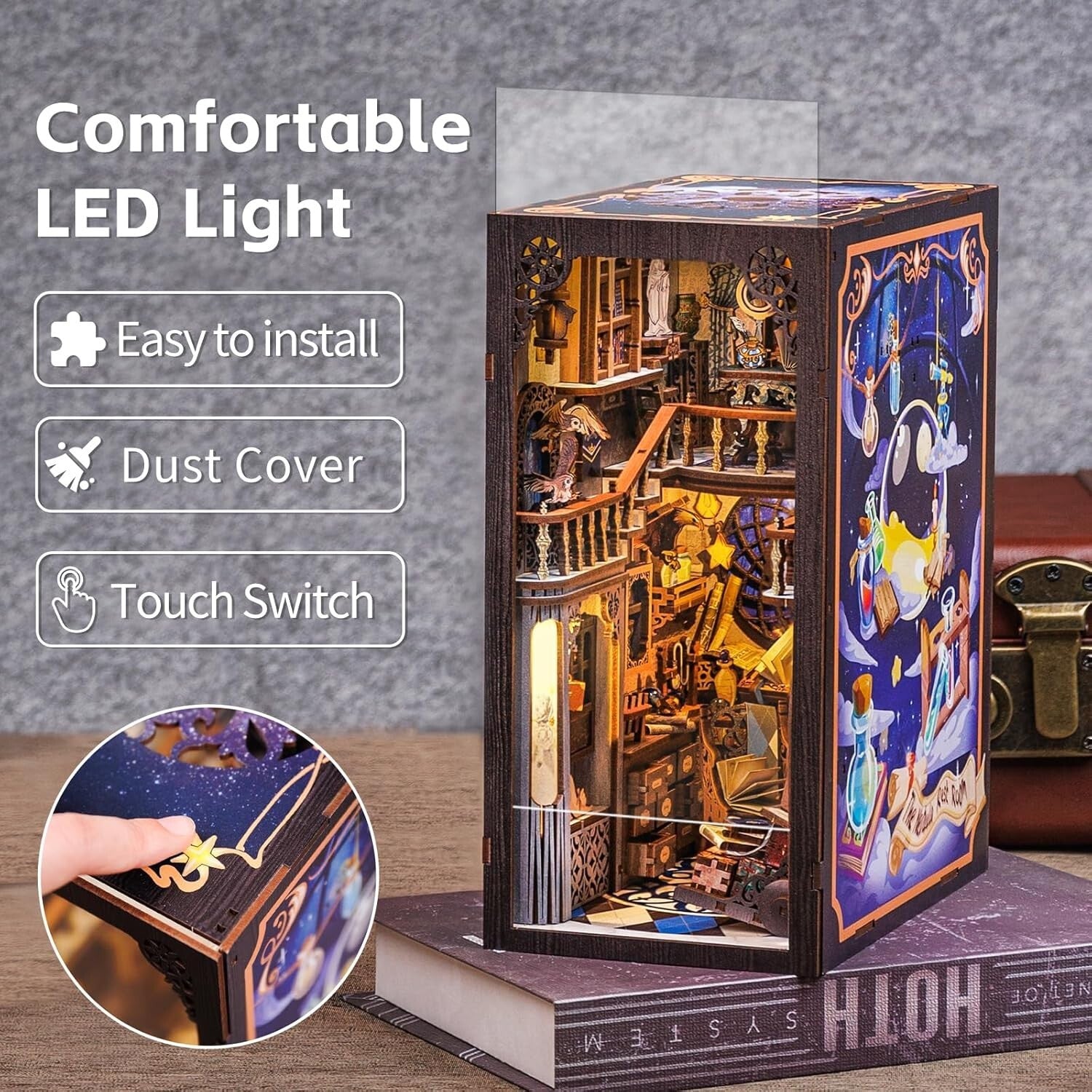Nebula Common Room Book Nook Kit - Enchanting Miniature Decor with LED Light