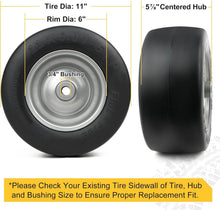 Load image into Gallery viewer, Durable 11" x6.00-5" Flat Free Tire for Zero Turn Mowers with Extra Adapters