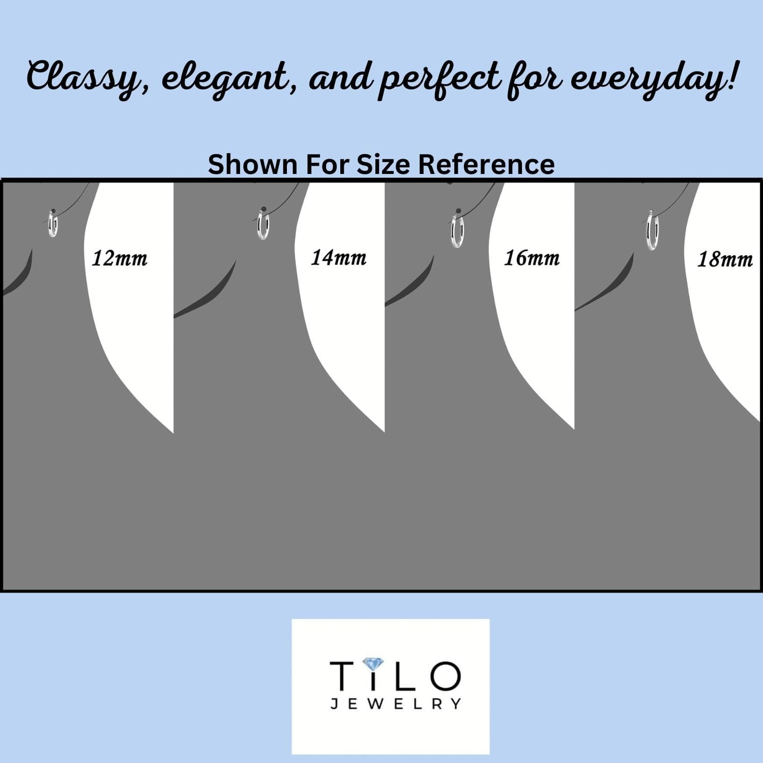 Lightweight 14k White Gold Classic Hoop Earrings - Everyday Elegant Touch