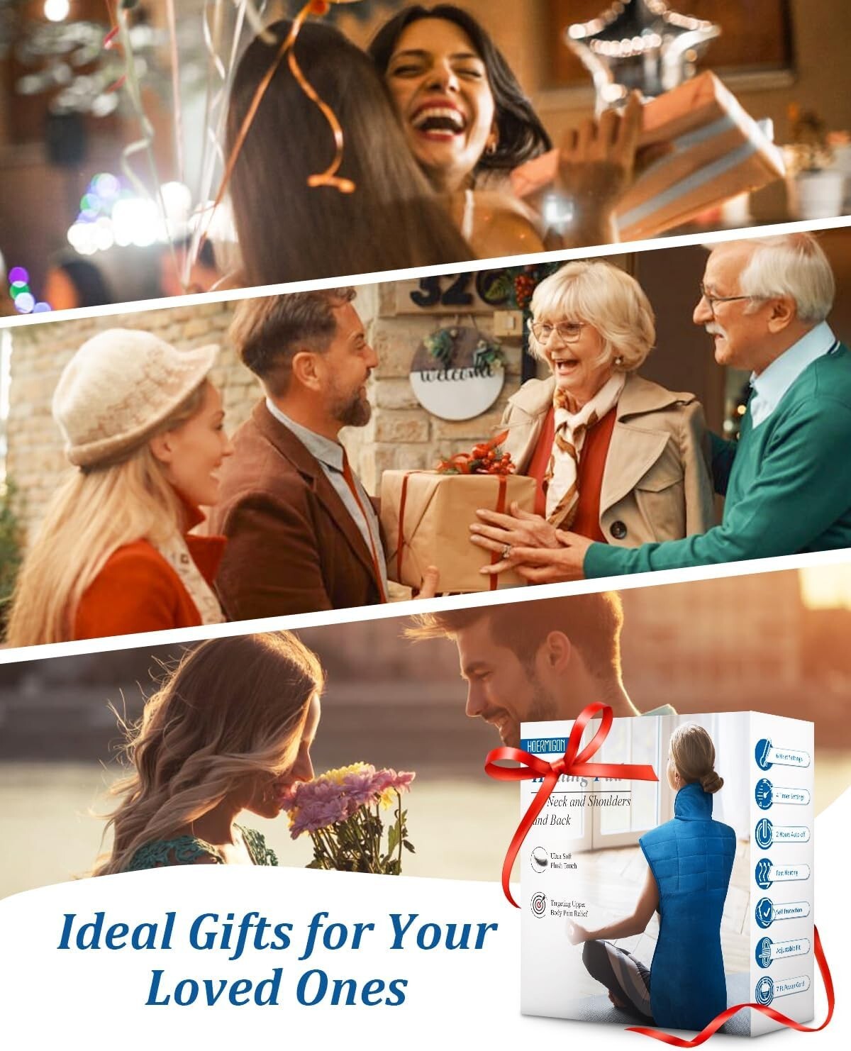 6 Heat Settings & Plush Weighted Heating Pad - Perfect for Ultimate Relaxation