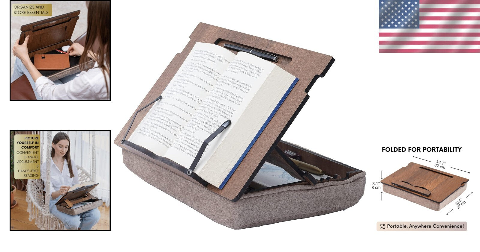 High-Quality Adjustable Book Stand with Storage - Ideal for Reading and Cooking