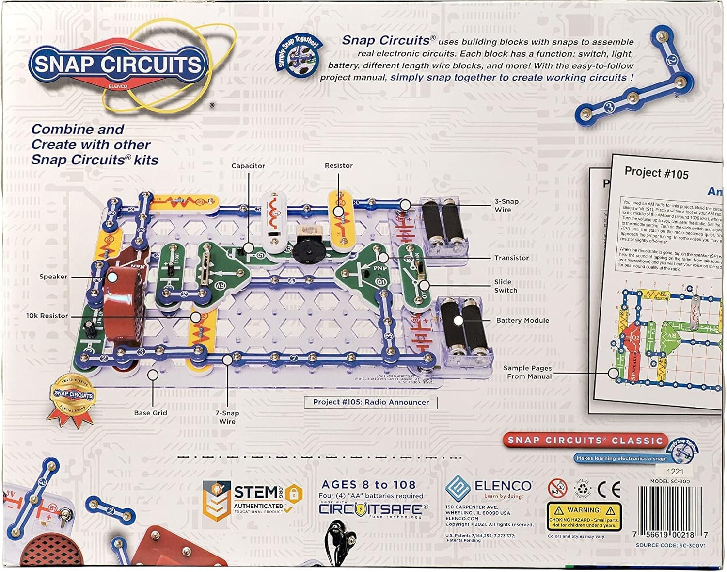 Award-Winning Classic Electronics Kit - 60+ Parts for 305 STEM Projects, Ages 8+