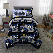 Load image into Gallery viewer, 5 Piece Batman Microfiber Twin Bedding Set - Cozy Sheets and Comforter for Kids