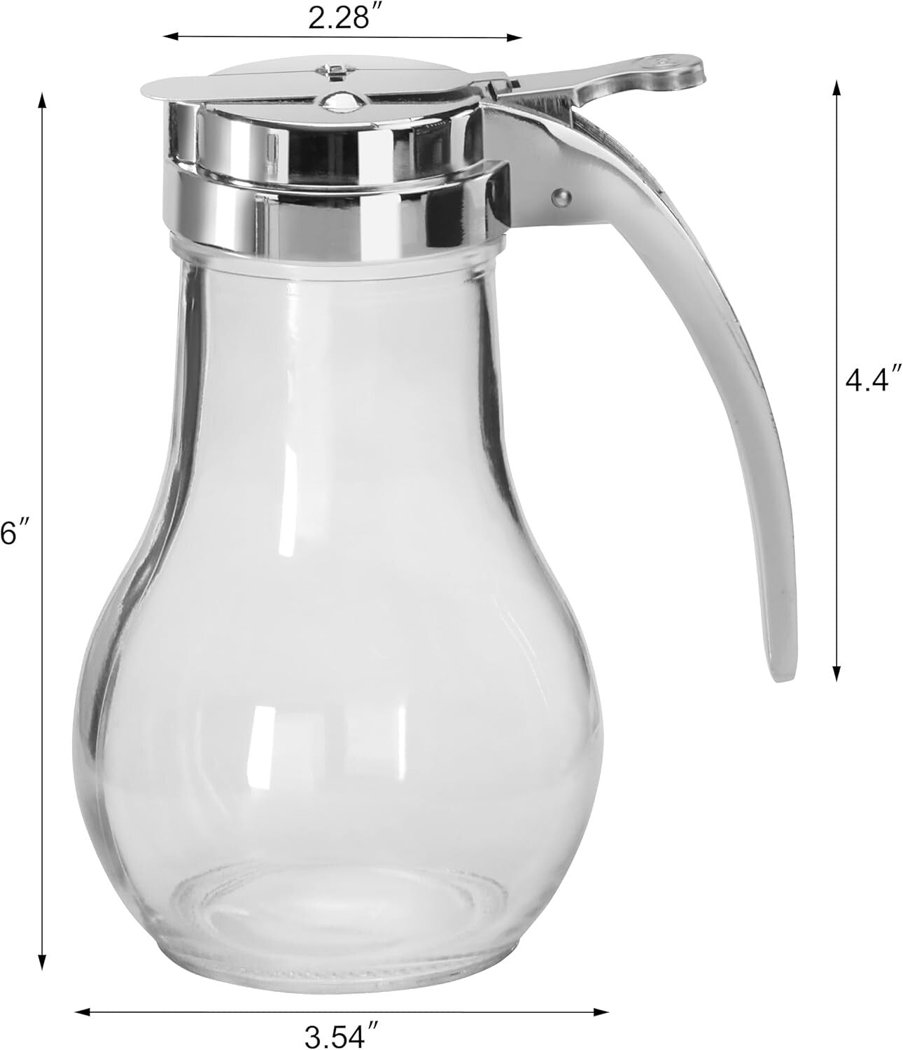 Elegant 14 Oz Glass Honey Dispenser with Chrome Spout & Thumb Lever - Set of 12