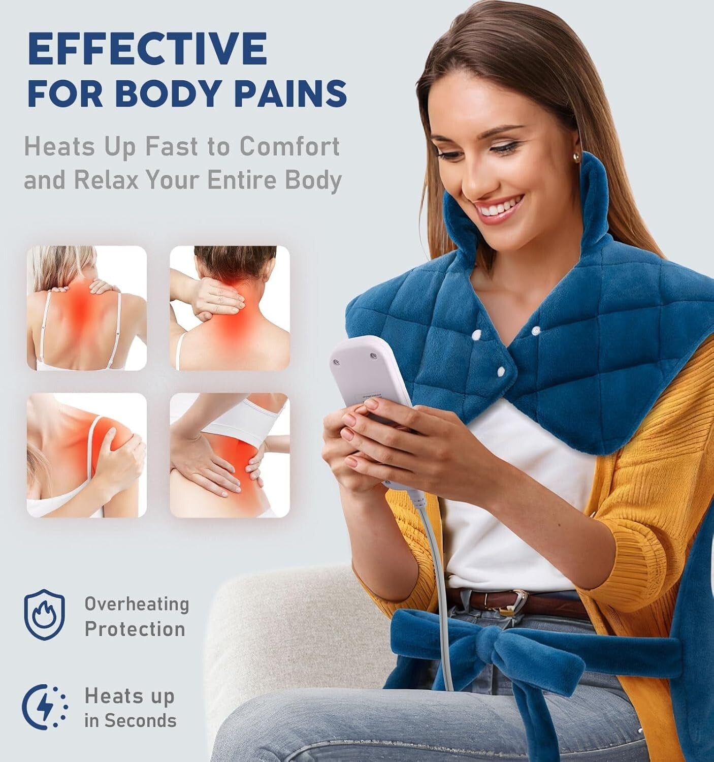 Versatile 22"x37" Electric Heating Pad - Ideal Gift for Pain Relief & Relaxation