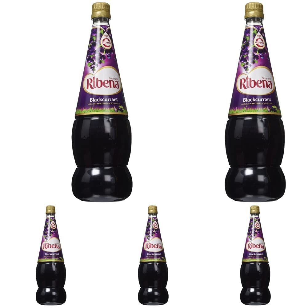 Bulk Blackcurrant Concentrate, 5 x 1.5L Rich in Vitamins A & C, Calcium-Enriched
