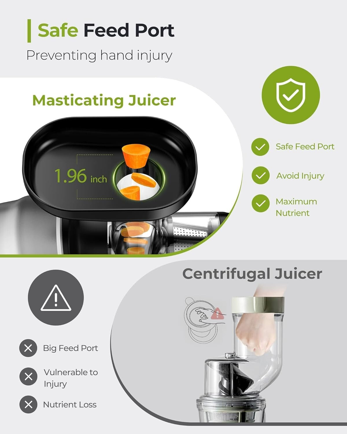 BPA-Free Cold Press Juicer with 2 Speeds & 1.5-Pound Capacity for Healthy Juices