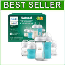 Load image into Gallery viewer, Philips Natural Newborn Glass Bottle Set - 3x4oz &amp; 2x8oz with Ventilated Nipples