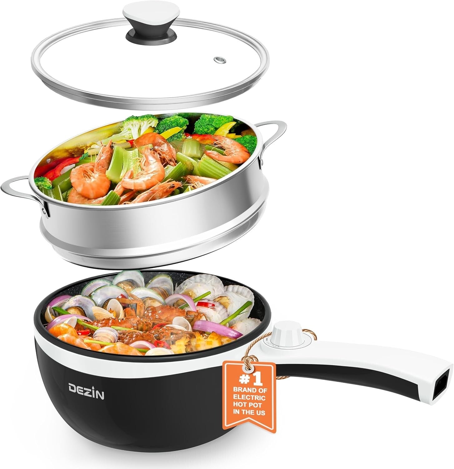 Electric Hot Pot with Steam Function & Over-Heat Protection - Perfect for Dorms