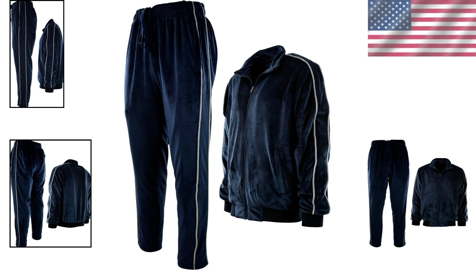 Heavyweight Men's Velour Set - Zippered Pockets & Stretch Fabric for Comfort