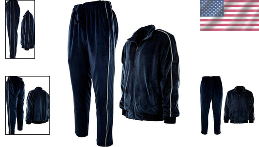 Heavyweight Men's Velour Set - Zippered Pockets & Stretch Fabric for Comfort