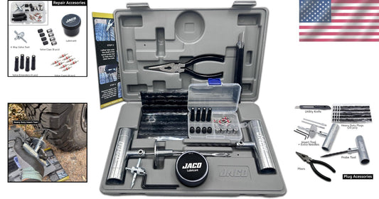 50-Piece JACO Tire Repair Kit with Hard Case – Essential Roadside Emergency Tool