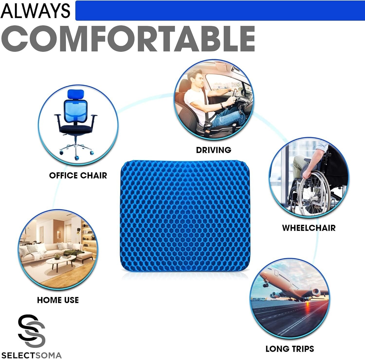 Double Thickness Gel Seat Cushion for Ultimate Comfort and Pressure Relief