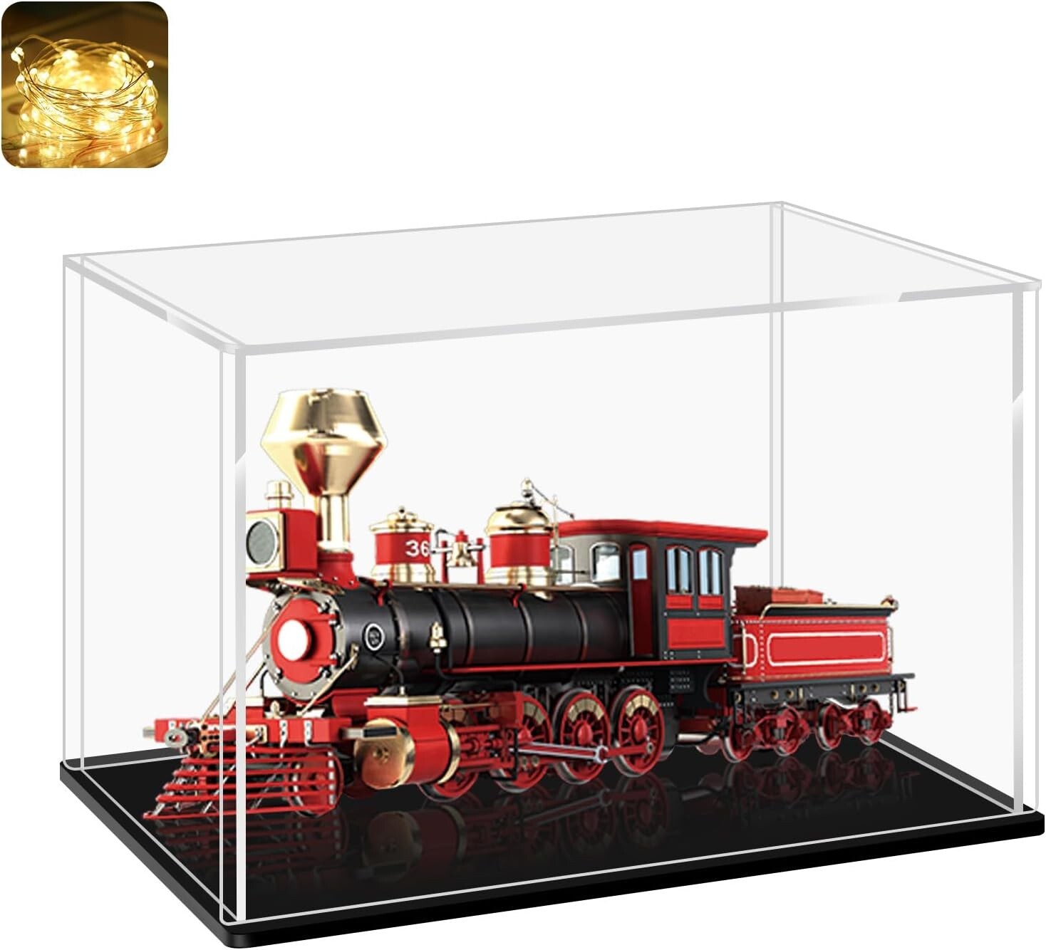 Elegant Clear Acrylic Display Case with Black Base - Protect Your Collectibles