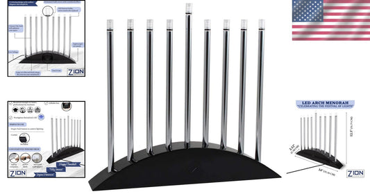 Modern Chanukah Menorah - Black & Silver LED Design with Multi-Power Options