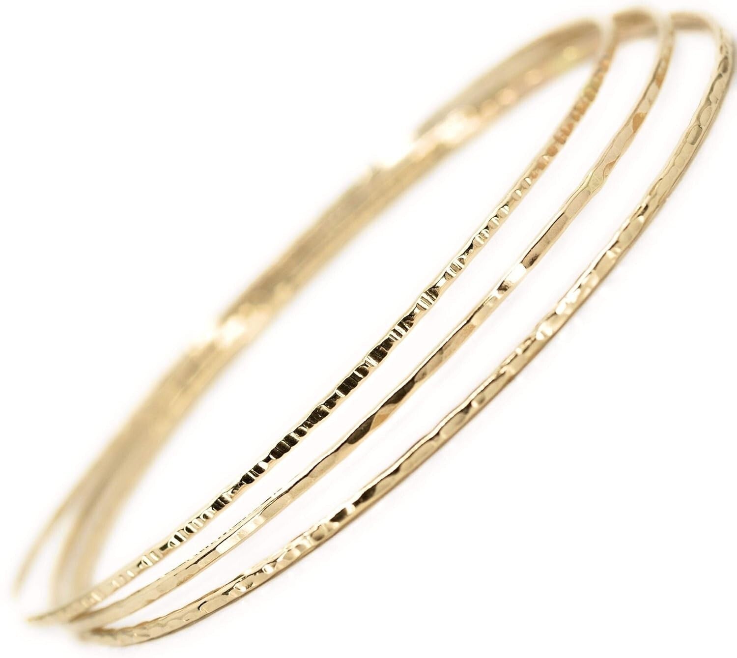 Customizable 14k Gold Filled Stacking Bangles Set - Handmade in Portland
