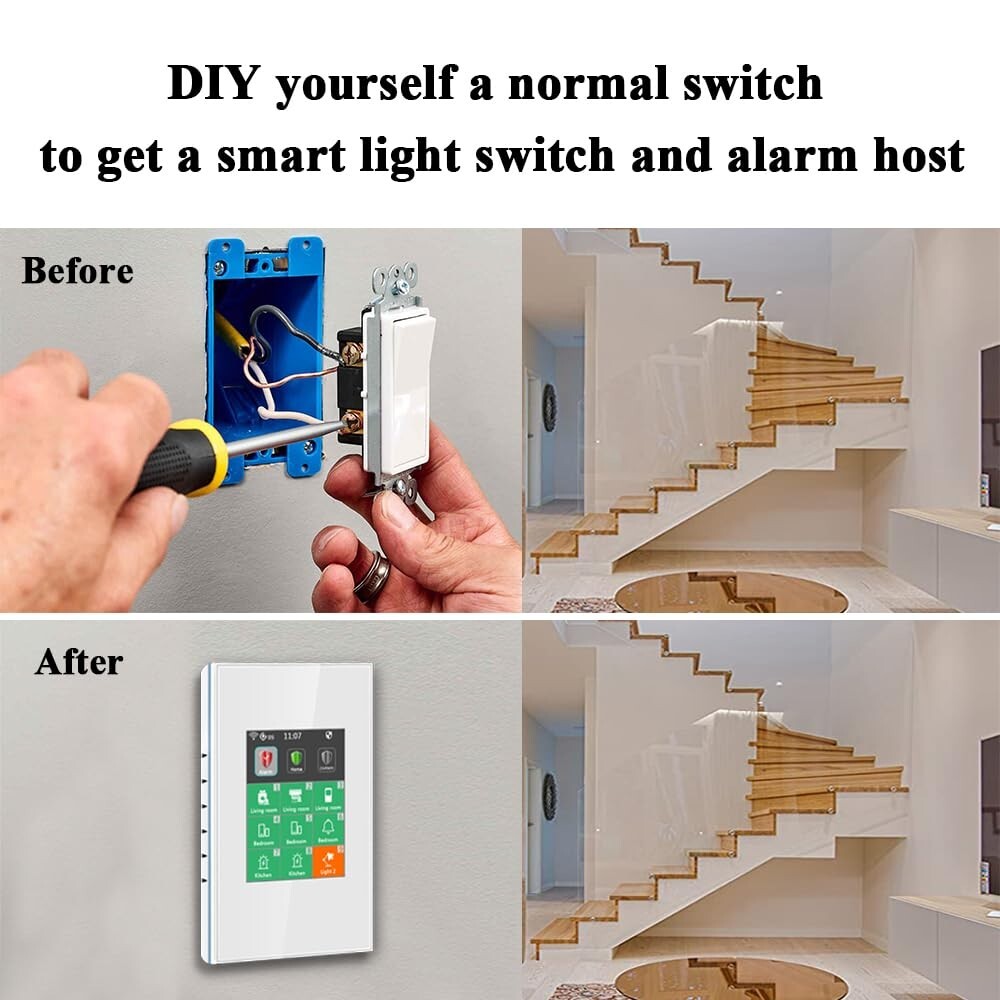 Smart Light Switch and Wireless Alarm System Combo for Home Security Upgrade