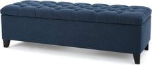 Load image into Gallery viewer, Luxurious Dark Blue Ottoman Bench - Functional Storage &amp; Extra Seating, 51" Wide