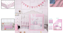 Load image into Gallery viewer, OEKO-TEX Certified Pink Elephant Crib Bedding Set - Soft Comfort for Baby Girls
