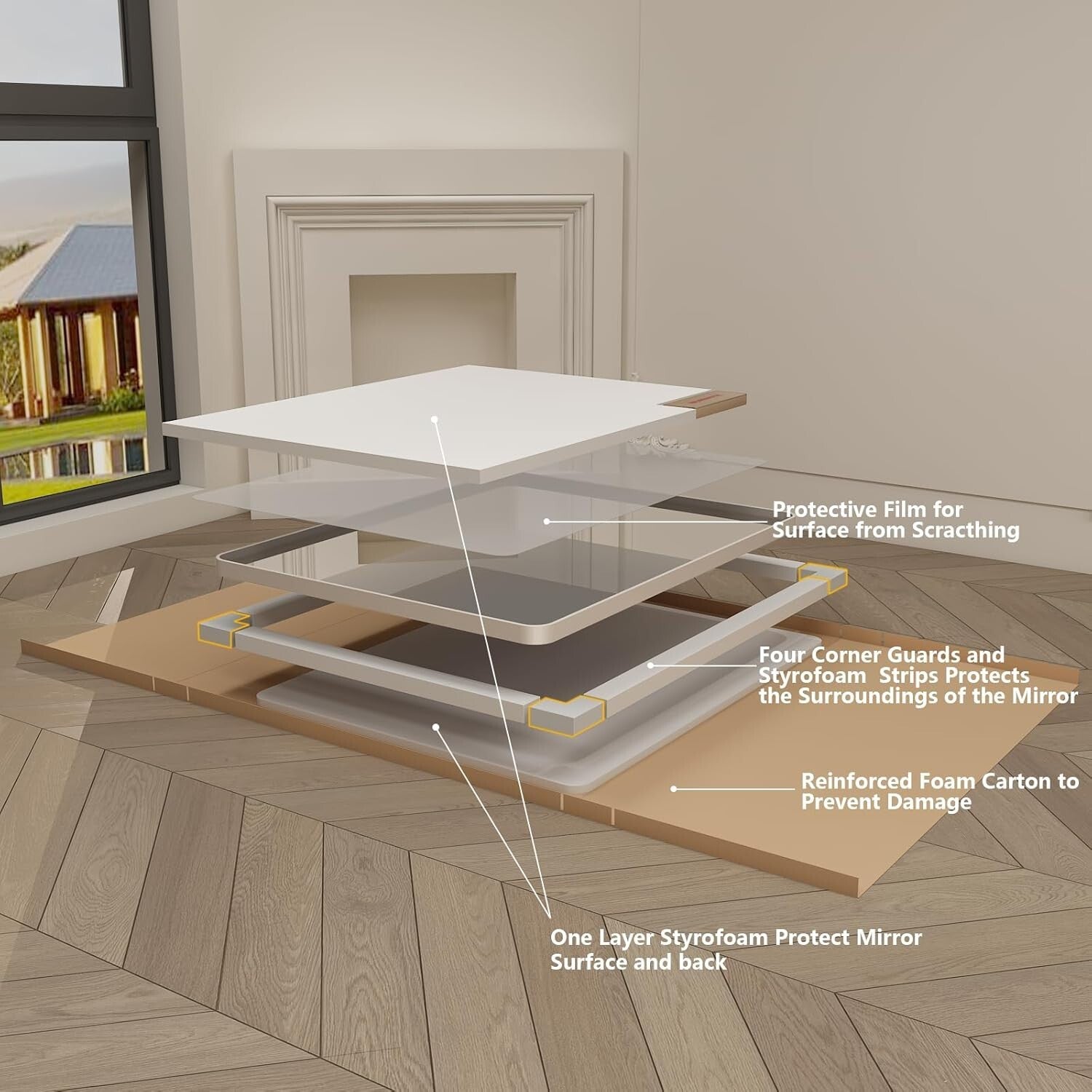 Elegant 60x40 Silver Framed Bathroom Mirror - Hangs Horizontally or Vertically