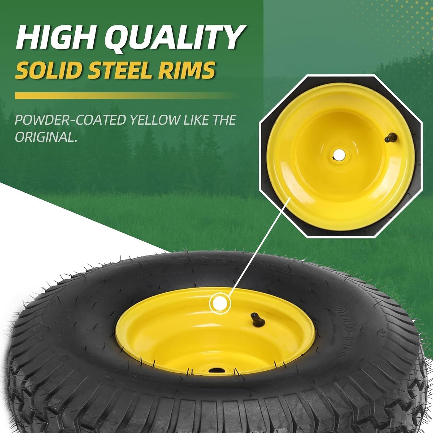 2-Pack 20x8 Tubeless Tire & Wheel Assemblies for John Deere Riding Mowers